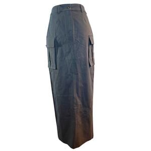 ASTR the Label Long Cargo Skirt Cotton Stretch Back Open Vent Charcoal Gray XS
